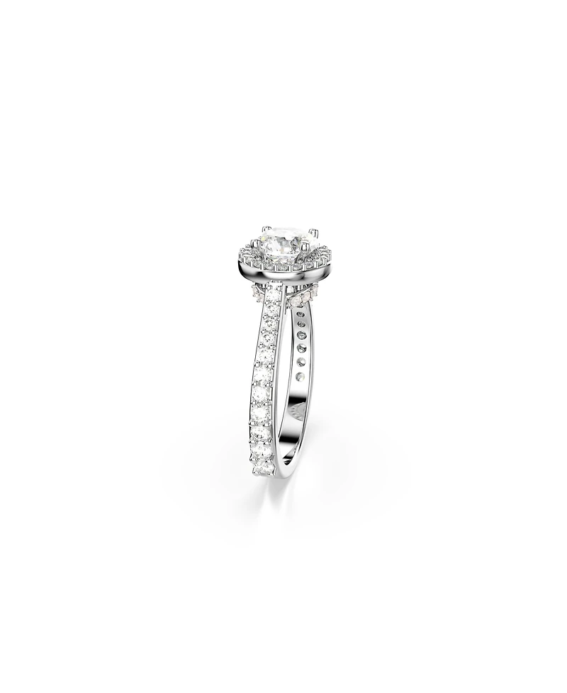Swarovski Una Angelic Rhodium Plated Round Cut Ring
