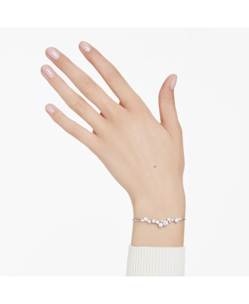 Swarovski Constella Round Cuts White Rhodium Plated Bangle Bracelet