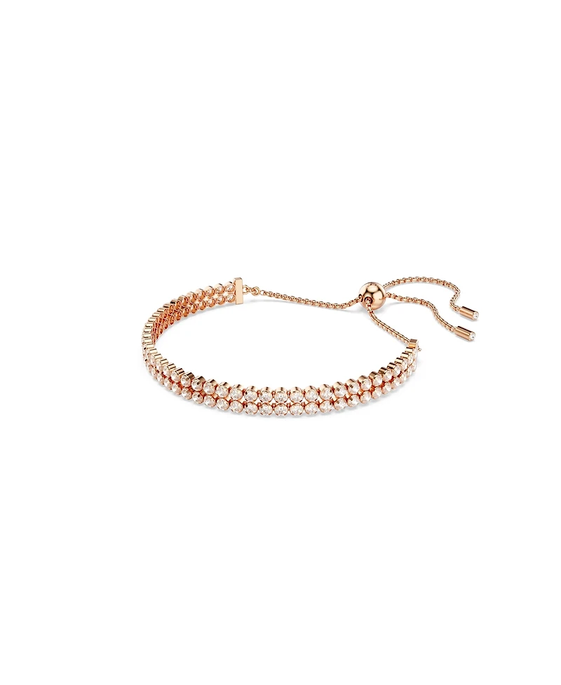 Swarovski Matrix Round Cut White Rose Gold-Tone Plated Tennis Bracelet