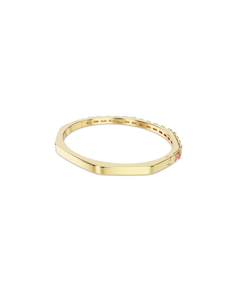 Swarovski Matrix Baguette Cut Pink Gold-Tone Plated Bangle Bracelet