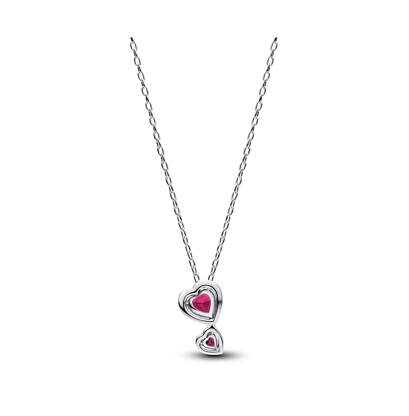 Pandora Red Halo Hearts Pendant Necklace