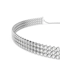 Swarovski Matrix Choker Round Cut White Rhodium Plated Tennis Necklace