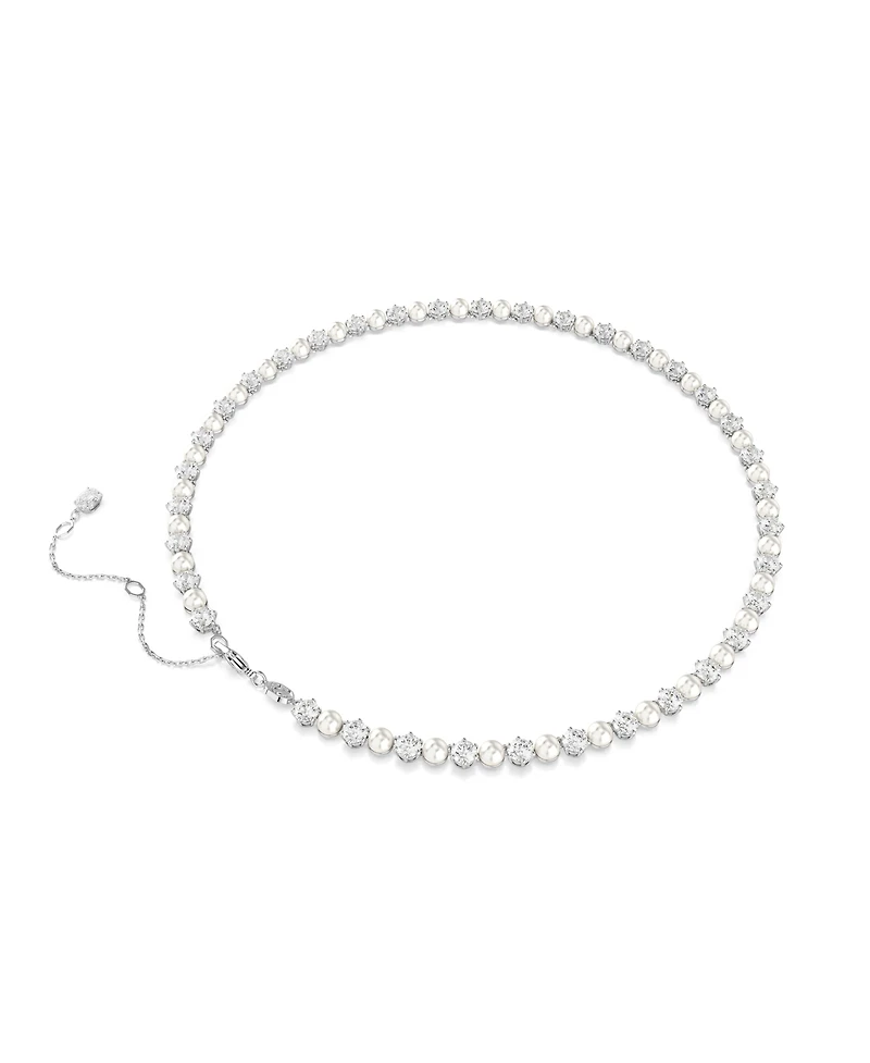 Swarovski Matrix Round Cut White Rhodium Plated Tennis Necklace