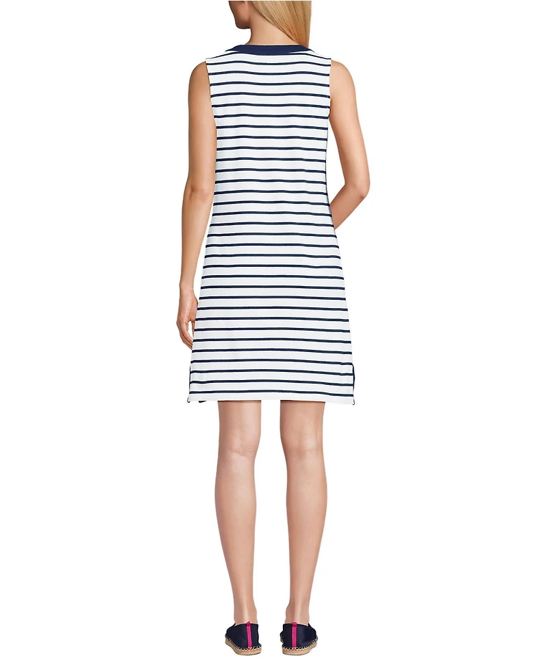 Lands' End Women's Tall Cotton Jersey Notch Neck Dress