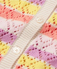 Lands' End Girls Button Front Pointelle Knit Cardigan