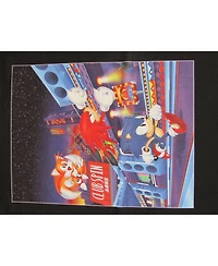 Sonic the Hedgehog Men's Mania Game Tails, Sonic, Knuckles Echidna Black Graphic Tee-3XL