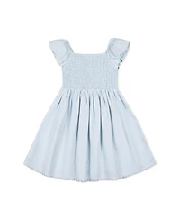 Hope & Henry Toddler Girls Sateen Cap Sleeve Special Occasion Smocked Flower Dress