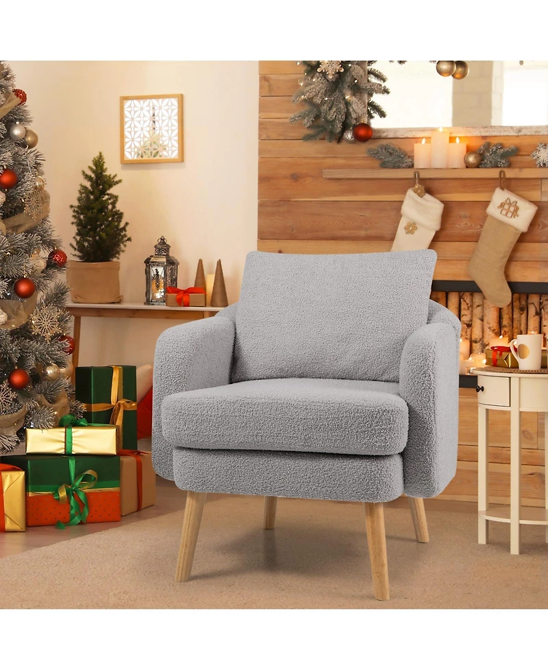 Sherpa Accent Chair Modern Living Room with Seat Cushion