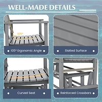 Patio Glider Loveseat Chair Swing Rocking Bench with Slatted Seat & Curved Backrest