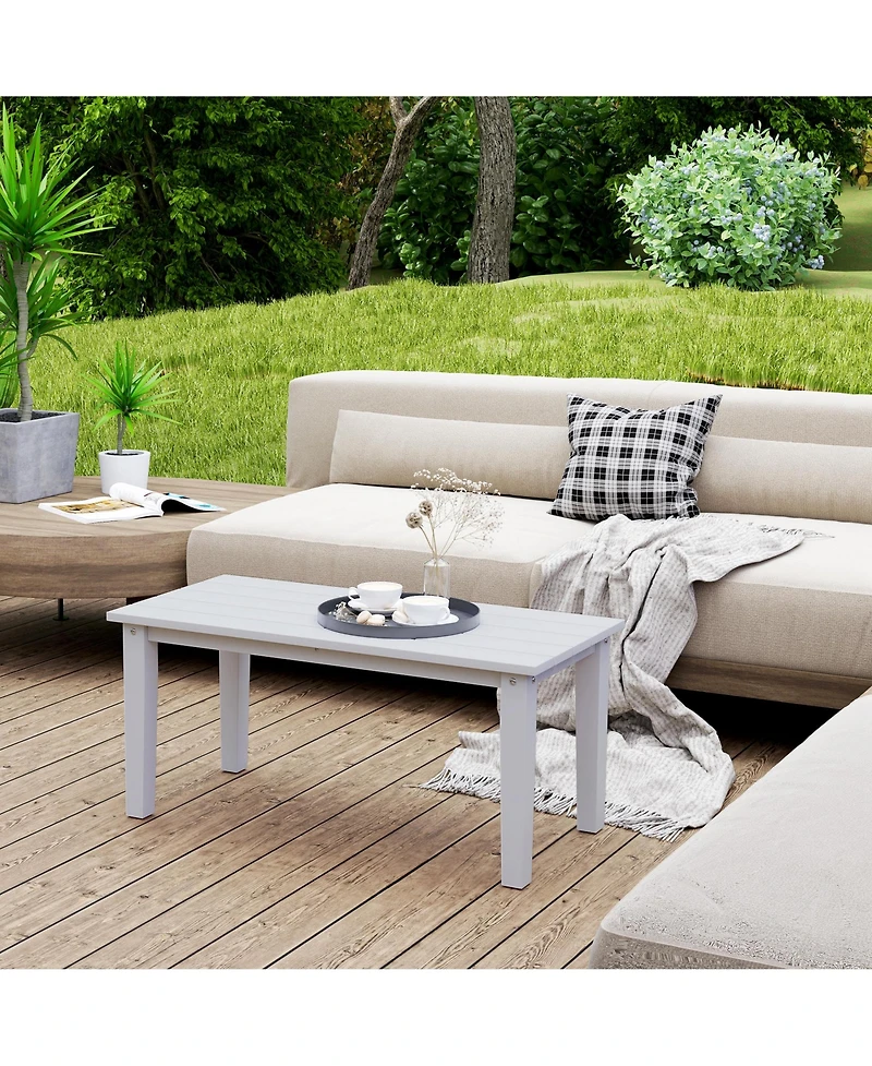 Outsunny Hdpe Outdoor Table, Recgle Slatted Patio Table,