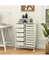 15-Drawer Utility Rolling Organizer Cart Multi-Use Storage