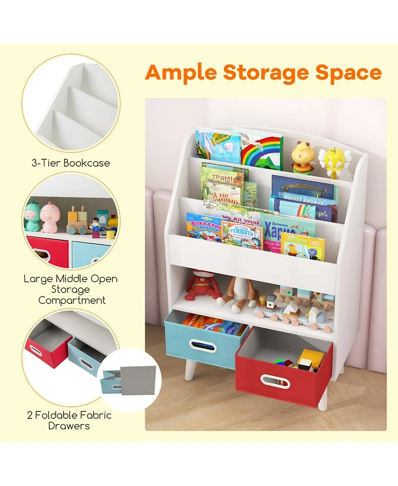 Kids Bookshelf with Open Compartment for Toddlers Easy Access to Books and Toys
