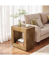 Tribesigns 24" Farmhouse End Table, 2 Tiered Side Table with Shelf Storage