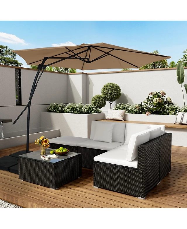 7.5 round patio umbrella solid room essentials Best Choice Products 7.5ft Heavy-Duty Outdoor Market Table w/Steel Pole, Push Button Tilt, Easy Crank Lift KEY DETAILS Aluminum pole At Home Black Outdoor Crank