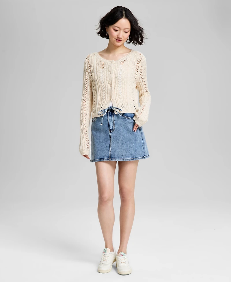 And Now This Women's Drawstring Denim Mini Skirt, Exclusively at Macy's