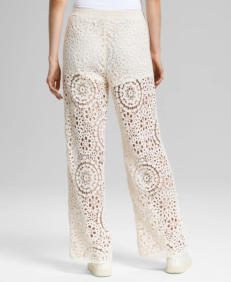 And Now This Women's Cotton Crochet Pull-On Pants, Exclusively at Macy's