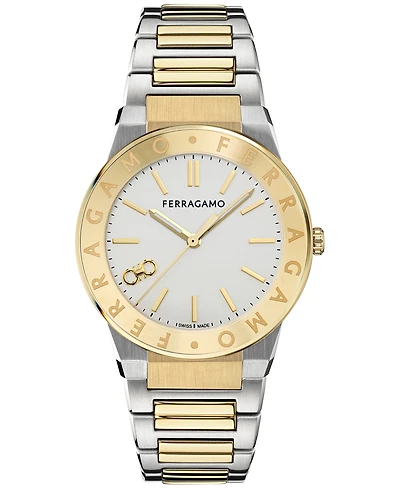 Ferragamo Men's Swiss Sapphire Logo Two-Tone Stainless Steel Bracelet Watch 41mm