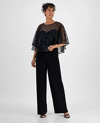 Connected Women's Sequin Mesh Wide-Leg Jumpsuit