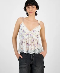 And Now This Women's Lace-Trim Floral Print Sleeveless Top, Exclusively at Macy's