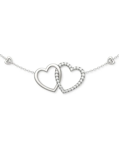 Charles & Colvard Moissanite Linked Hearts Pendant Necklace (3/8 ct. t.w.) in Sterling Silver, 18"