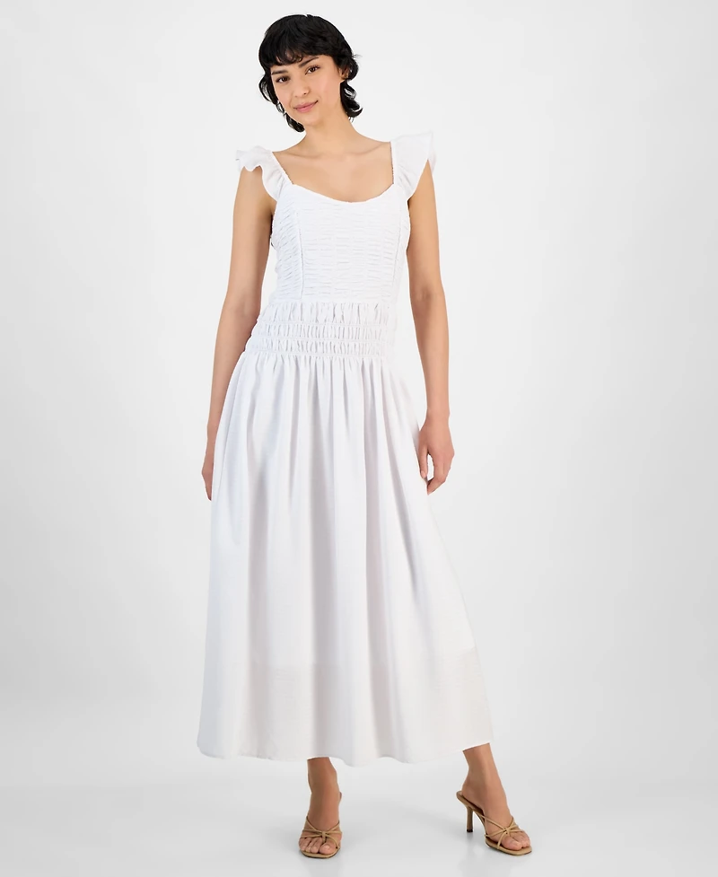 And Now This Women's Flutter-Sleeve Smocked Midi Dress