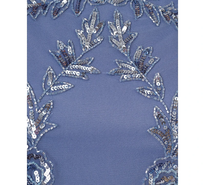 Papell Studio Women's Beaded Flutter-Sleeve Blouson Gown