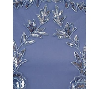 Papell Studio Women's Beaded Flutter-Sleeve Blouson Gown