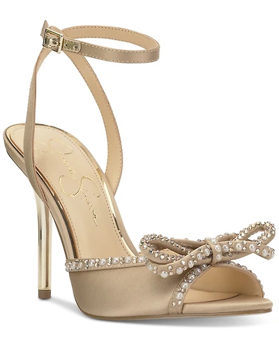 Jessica Simpson Women's Nolira Two-Piece Rhinestone Bow Dress Sandals