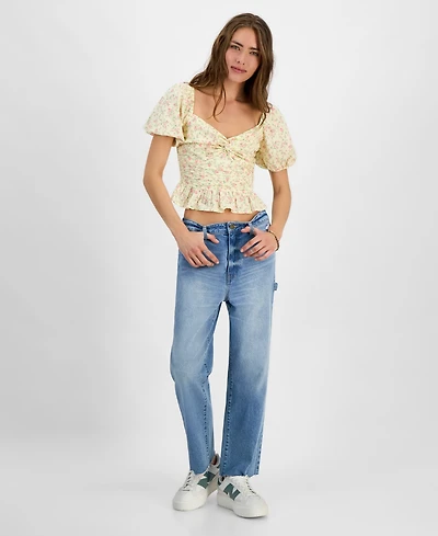 Tinseltown Juniors' Mid-Rise Carpenter Slim Straight Jeans