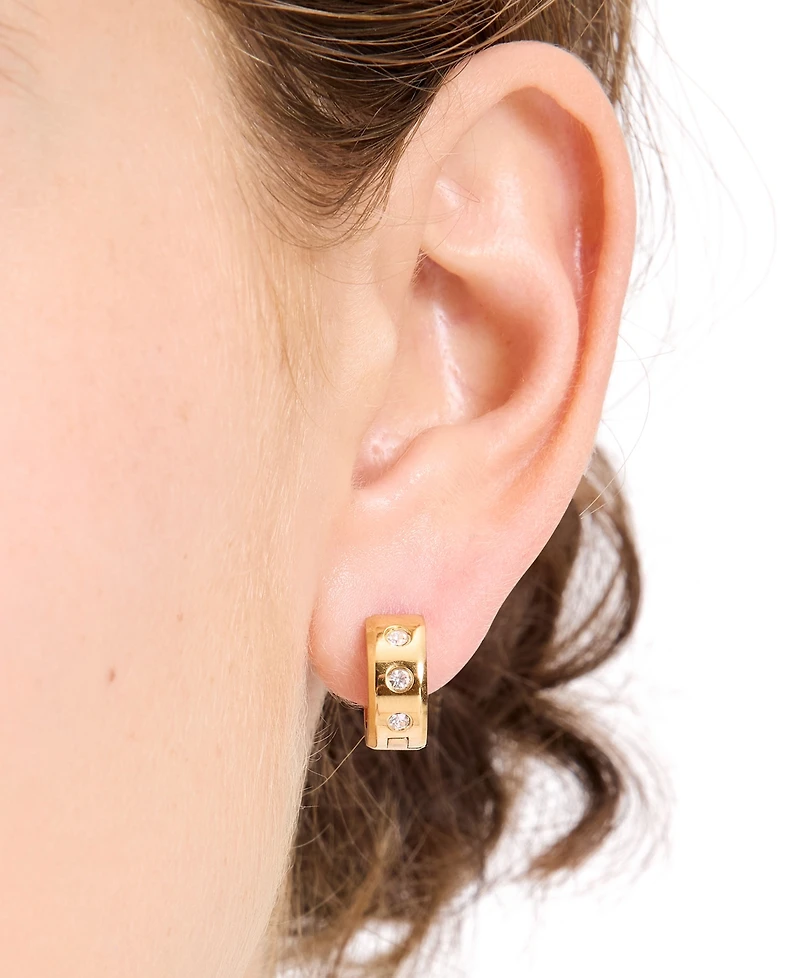 Kate Spade New York Small Pave Chunky Huggie Hoop Earrings, 0.5"