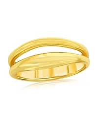 Sterling Silver Gold Plated High Polished Double Row Ring