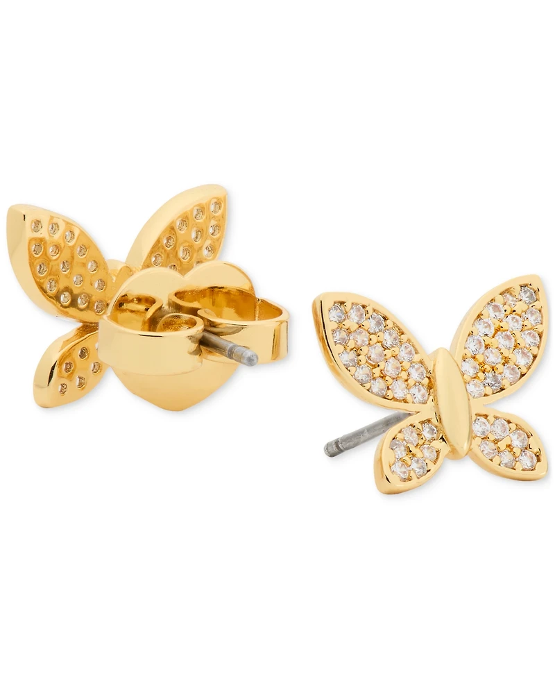 Kate Spade New York Lucky Charm Gold-Tone Pave Crystal Butterfly Stud Earrings