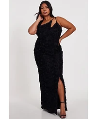 Quiz Plus Cut Out 3D Floral Maxi Dress