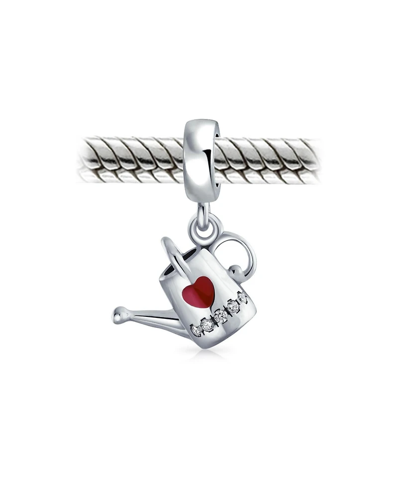 Bling Jewelry Love Red Heart Watering Can Dangle Charm Bead Enamel Sterling Silver Bracelet