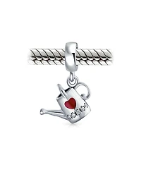 Bling Jewelry Love Red Heart Watering Can Dangle Charm Bead Enamel Sterling Silver Bracelet