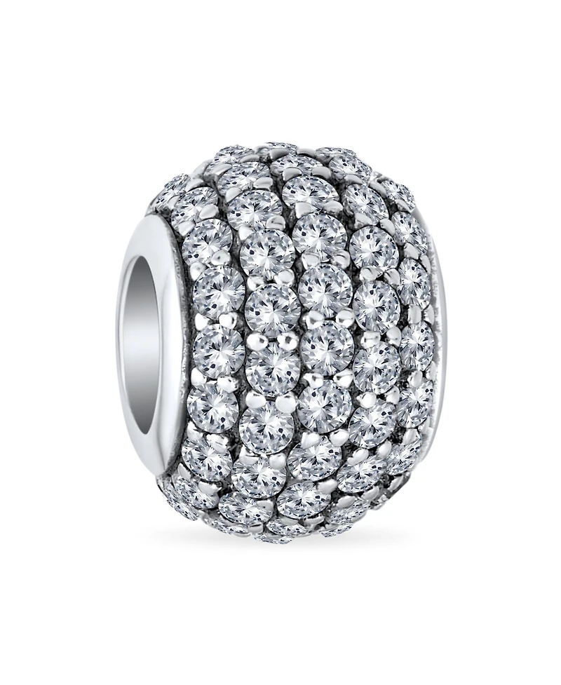 Bling Jewelry Sparkling Dome Crystal Bead Charm Spacer Sterling Silver European Bracelet