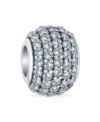 Bling Jewelry Sparkling Dome Crystal Bead Charm Spacer Sterling Silver European Bracelet