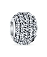 Bling Jewelry Sparkling Dome Crystal Bead Charm Spacer Sterling Silver European Bracelet