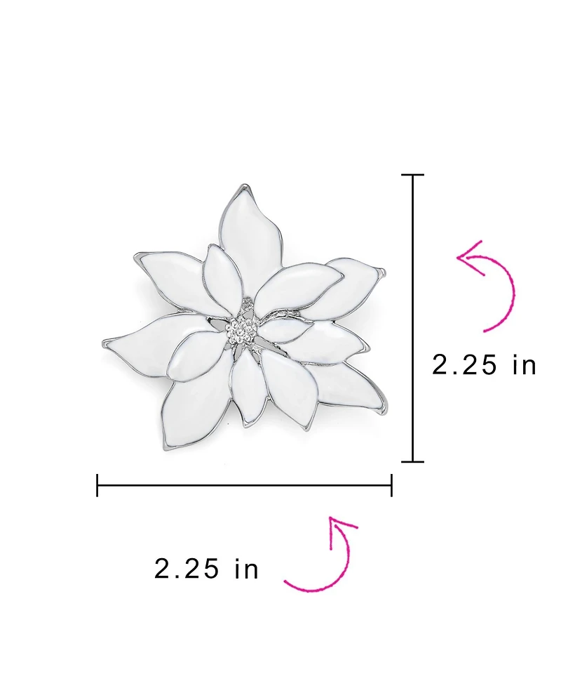 Bling Jewelry Large Statement Flower Holiday Brooch Pin Red Enamel Poinsettia Christmas Scarf