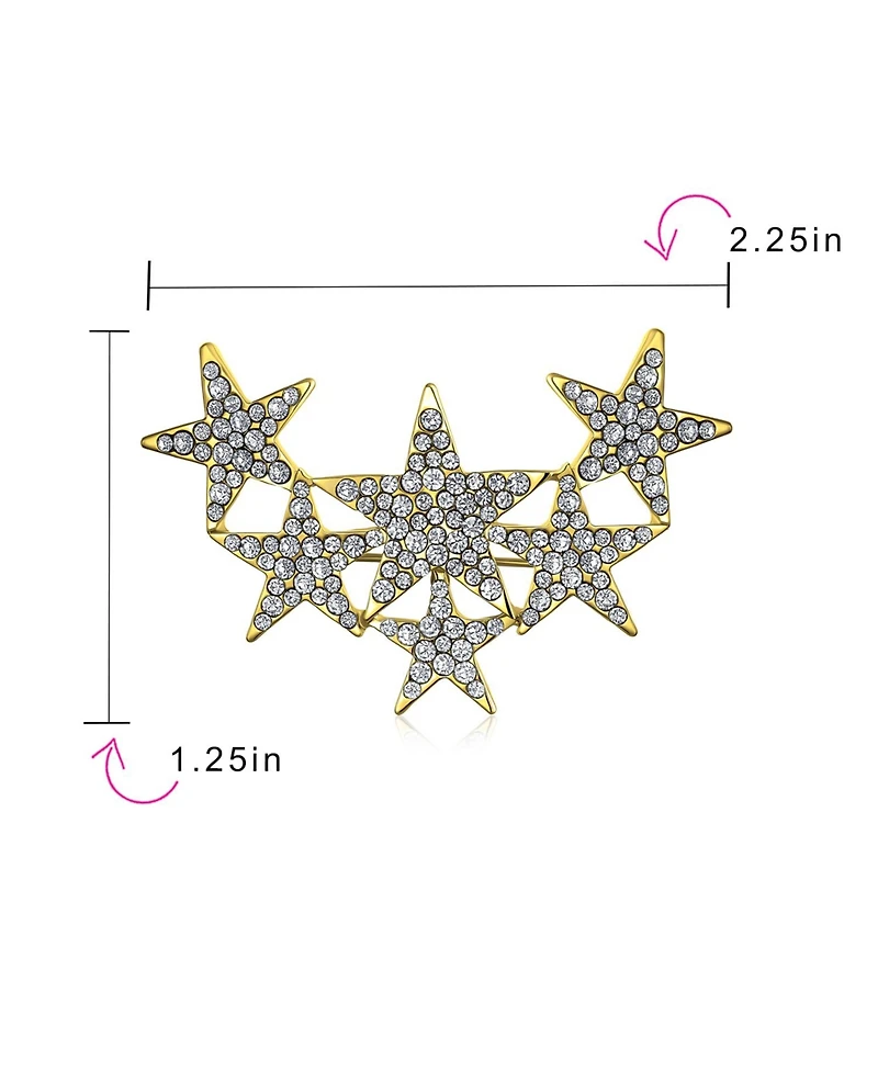 Bling Jewelry Large Statement Celestial Patriotic Usa Rock Star Crystal Stars Brooch Pin