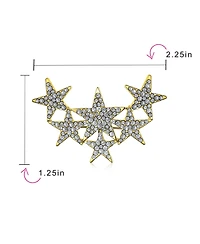 Bling Jewelry Large Statement Celestial Patriotic Usa Rock Star Crystal Stars Brooch Pin