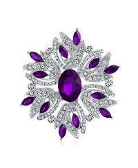 Bling Jewelry Crystal Flower Art Deco Brooch Pin Scarves