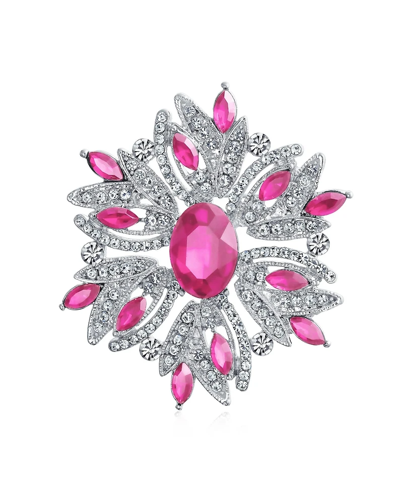 Bling Jewelry Crystal Flower Art Deco Brooch Pin Scarves
