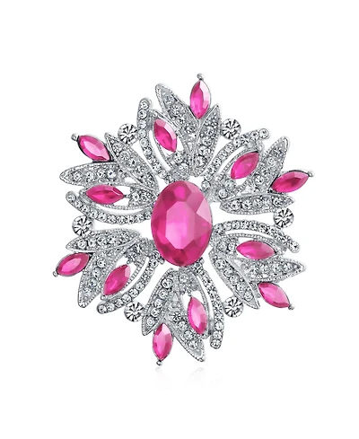 Bling Jewelry Crystal Flower Art Deco Brooch Pin Scarves