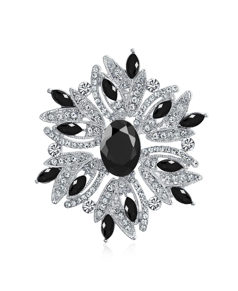 Bling Jewelry Crystal Flower Art Deco Brooch Pin Scarves
