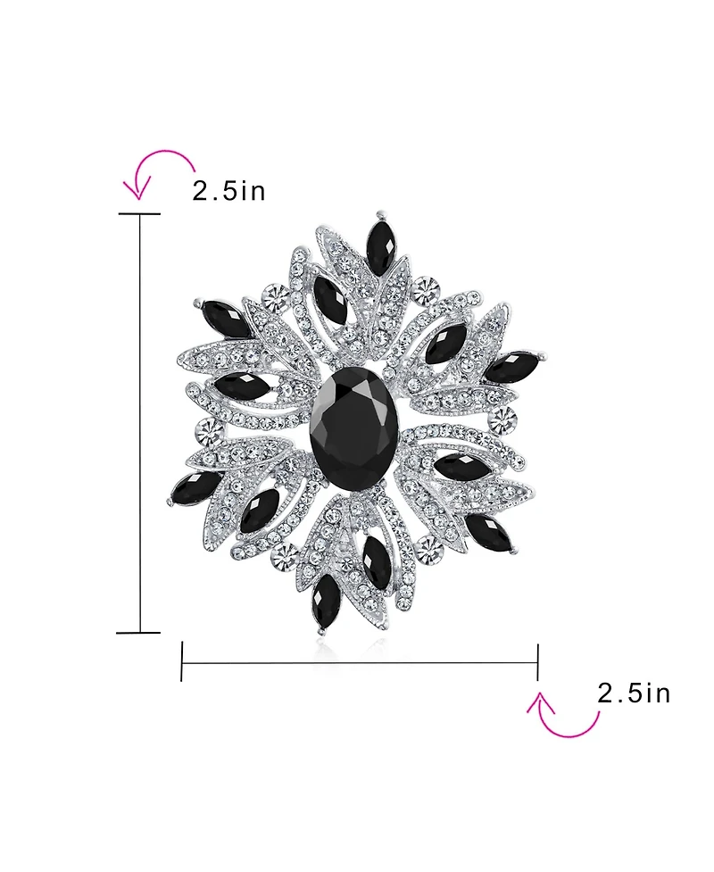 Bling Jewelry Crystal Flower Art Deco Brooch Pin Scarves