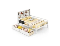 Bed Frame with 2 Drawers and Bookcase for Boys and Girls-Full Size