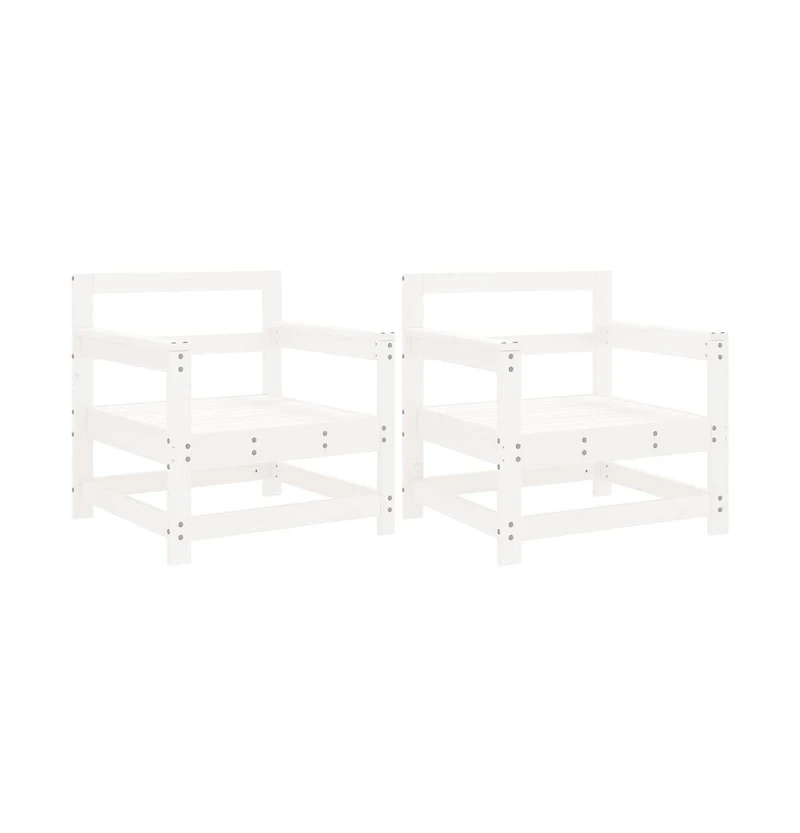 Patio Chairs 2 pcs White Solid Wood Pine