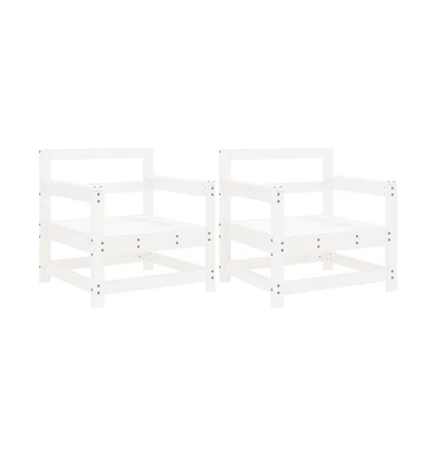 Patio Chairs 2 pcs White Solid Wood Pine