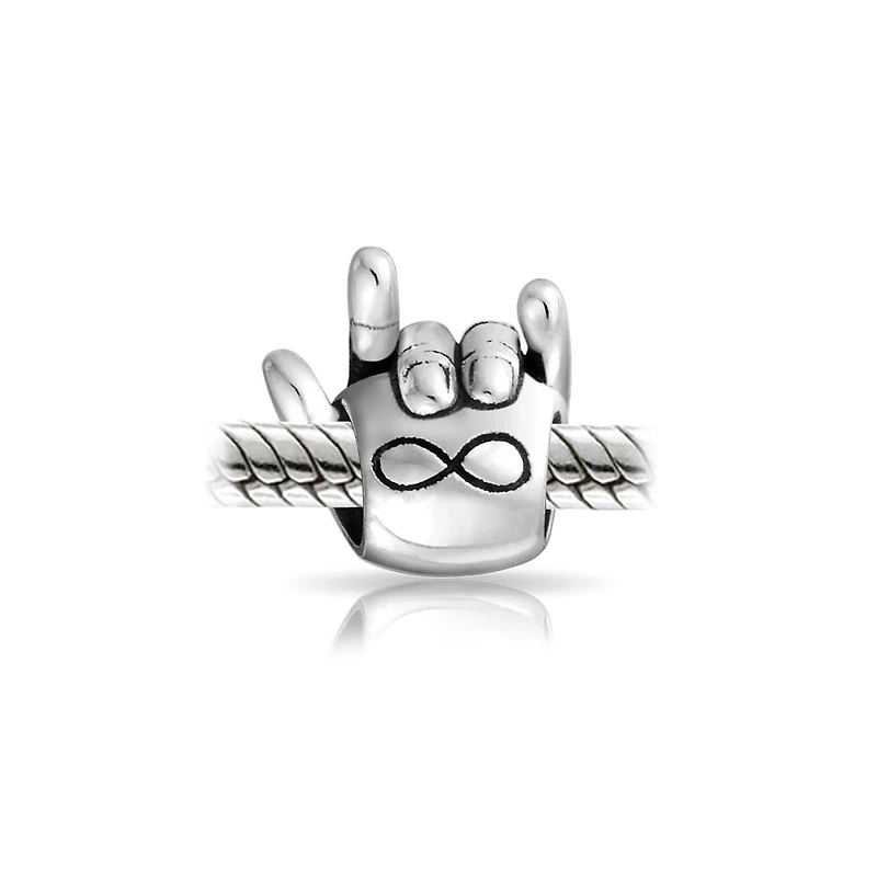 Bling Jewelry Bff Hand Sign Infinity I Love You Charm Bead Sterling Silver European Bracelet